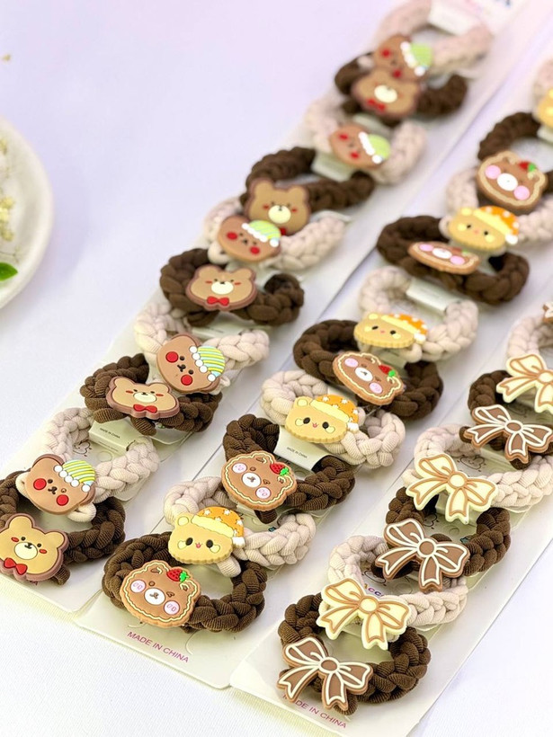 پک 10عددی کش سر های قهوه ای بافتی