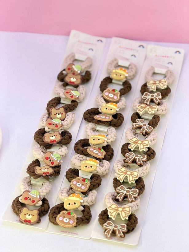 پک 10عددی کش سر های قهوه ای بافتی