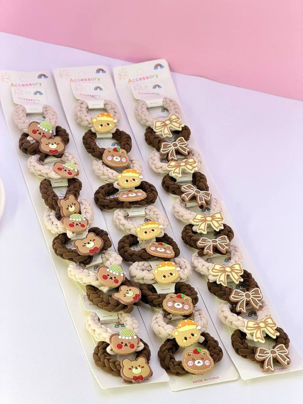 پک 10عددی کش سر های قهوه ای بافتی