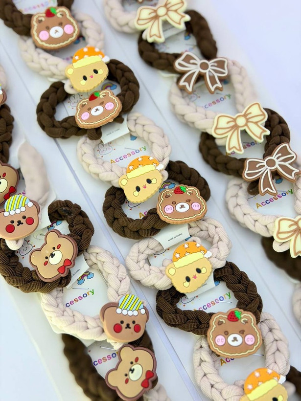 پک 10عددی کش سر های قهوه ای بافتی